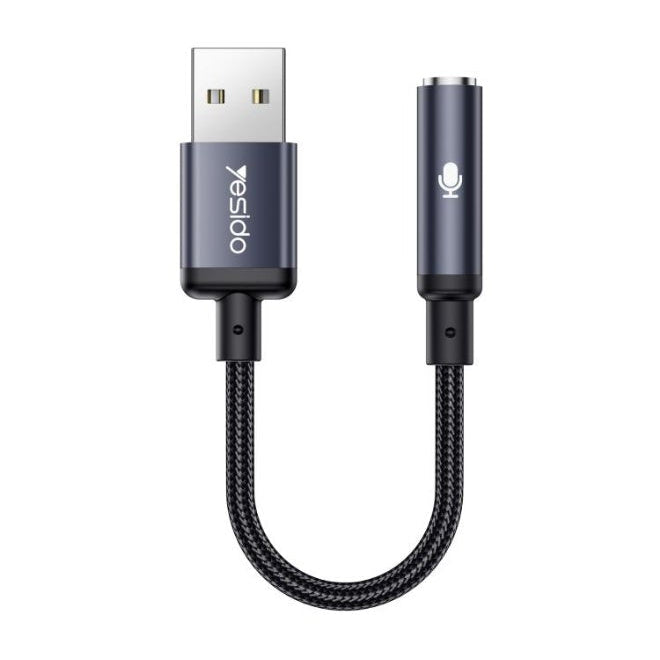 YESIDO YAU46 USB to 3.5mm Aluminum Alloy Audio Adapter – Black