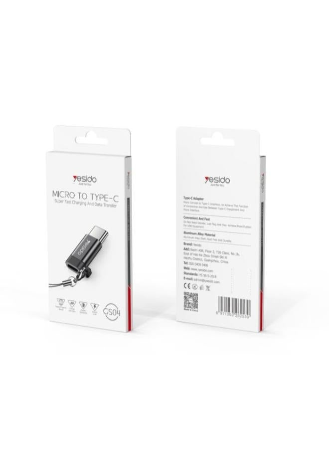 Yesido GS04 Micro‑to‑Type‑C Mini OTG Adapter – Portable Data & Charging Converter