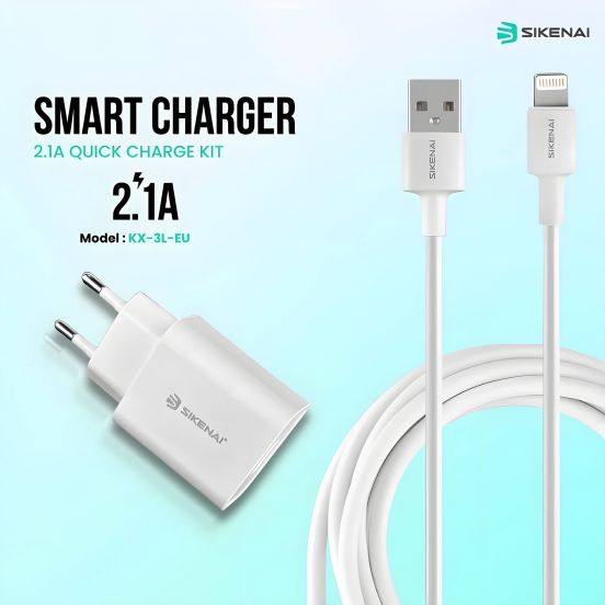 SIKENAI KX-3 Fast Charger 2.1A with USB to Lightning Cable – White