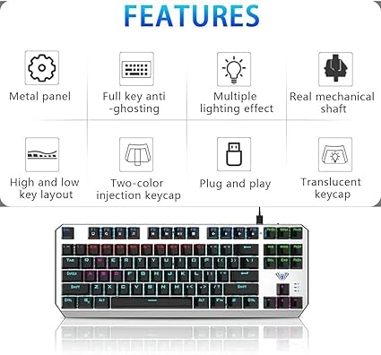 AULA Wind F3087 Mechanical Gaming Keyboard – 87 Keys, Backlit
