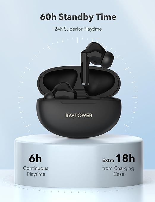 RAVPower RP-BH1018 Studio True Wireless Bluetooth Earbuds – Black