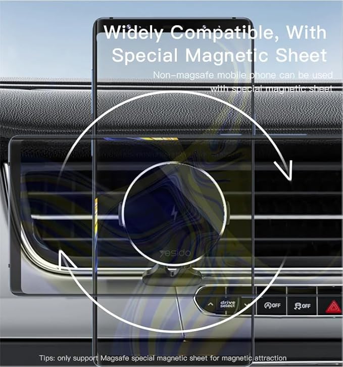 V Volt Wireless Magnetic Car Phone Holder – 15W Fast Charging