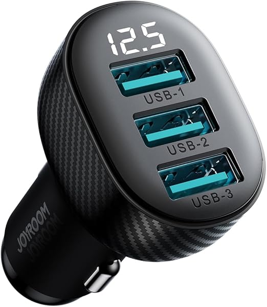 JOYROOM JR-CCD03 3.4A Car Charger 3 USB with Digital Display