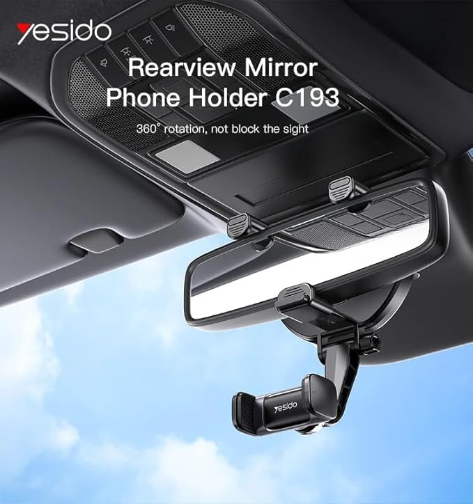 Yesido C193 Rearview Mirror Phone Holder – 360° Rotatable