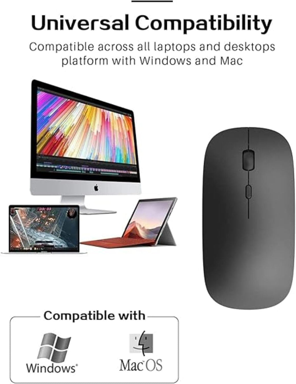 W10 Dual Mode Wireless & Bluetooth RGB Mouse – Black