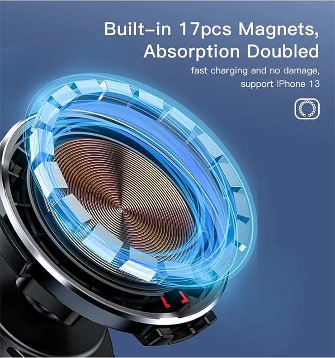 V Volt Wireless Magnetic Car Phone Holder – 15W Fast Charging