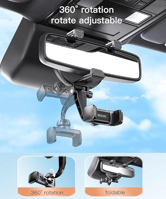 Yesido C193 Rearview Mirror Phone Holder – 360° Rotatable