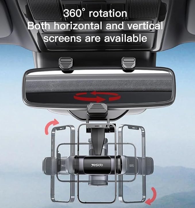 Yesido C193 Rearview Mirror Phone Holder – 360° Rotatable