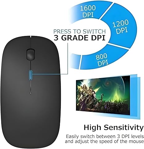 W10 Dual Mode Wireless & Bluetooth RGB Mouse – Black