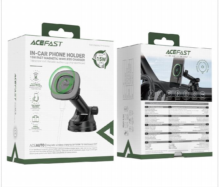 Acefast D47 Magnetic Car Holder with Fast Wireless Charging