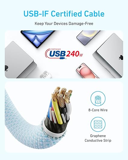 Anker 322 USB-C to USB-C Cable (6ft / 1.8m, 60W)