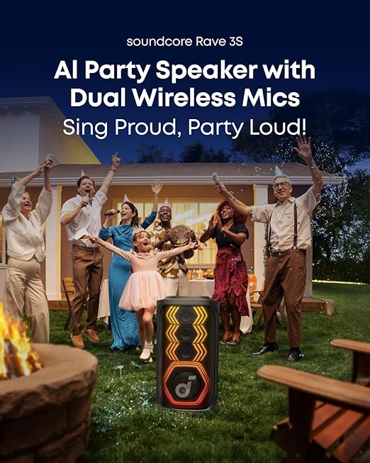 Soundcore Rave 3S AI Party Speaker – 200W with Dual Wireless Microphones