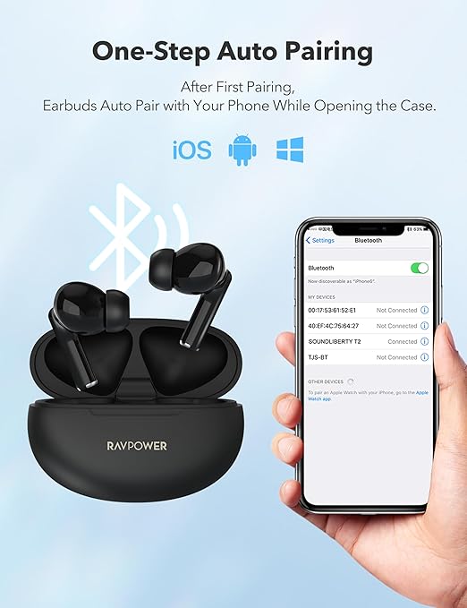 RAVPower RP-BH1018 Studio True Wireless Bluetooth Earbuds – Black