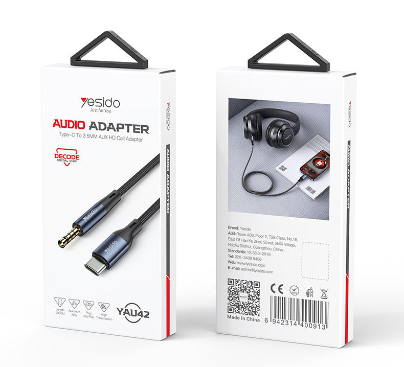 YESIDO Built-in High-performance Type-C to 3.5MM AUX HD Call Audio Cable