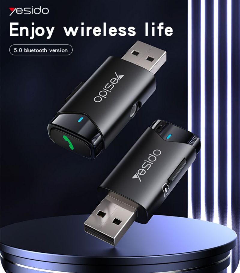 YESIDO YAU40 Bluetooth 5.0 USB BT Transmitter with TF Card & AUX Support