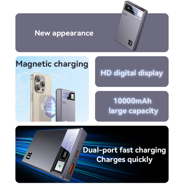 Yesido YP61 10000mAh Magnetic Wireless Power Bank – 22.5W Fast Charge