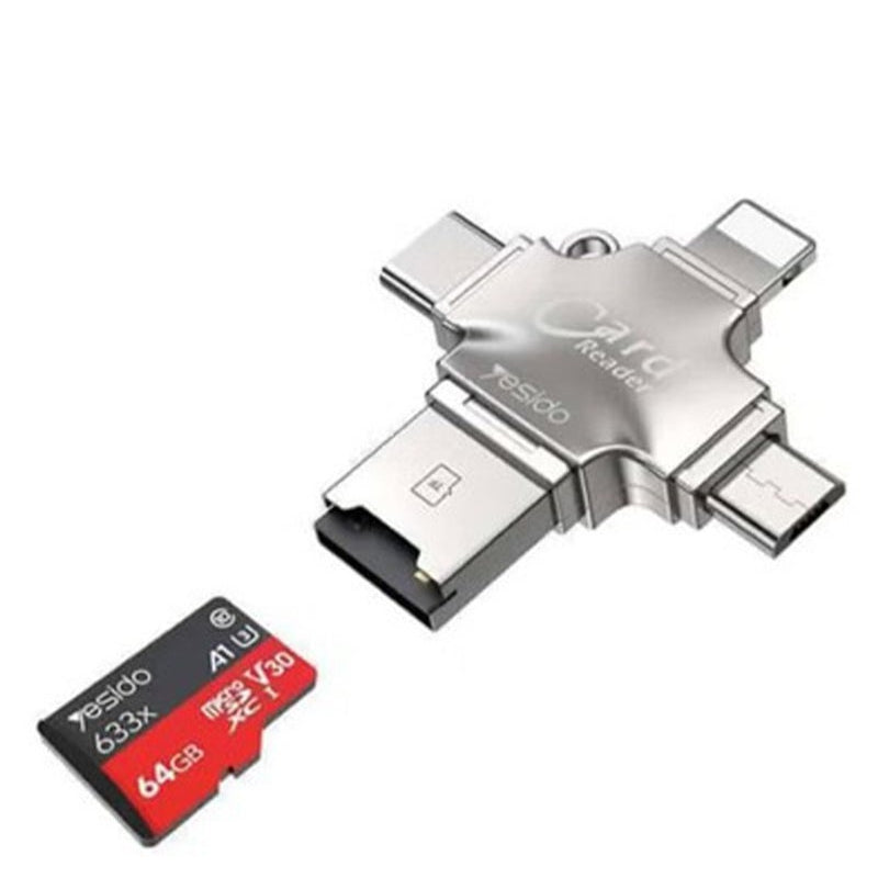 Yesido GS13 Multifunction USB Card Reader – Silver