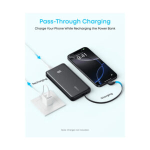 Anker Zolo 10,000mAh Power Bank with Built-In USB-C Cable – 22.5W Fast Charge