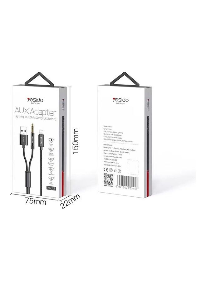 Yesido Lightning to 3.5mm AUX Audio Adapter – Black