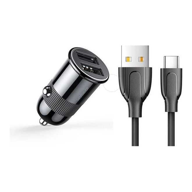 JOYROOM 3.1A Mini Dual-Port Fast Car Charger with Type-C Cable