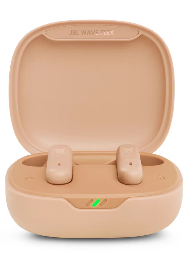JBL Wave Flex True Wireless Earbuds – Deep Bass Sound, 32H Battery, Beige