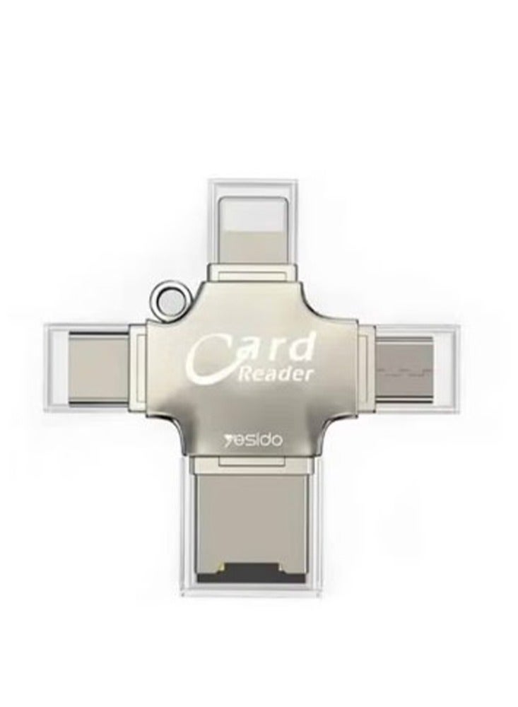 Yesido GS13 Multifunction USB Card Reader – Silver