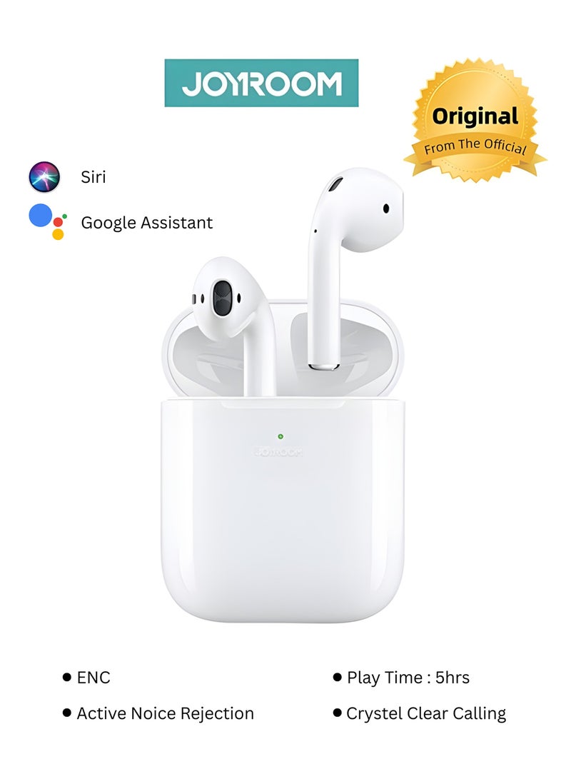 JR-T03S TWS Semi In-Ear Wireless Earbuds – White