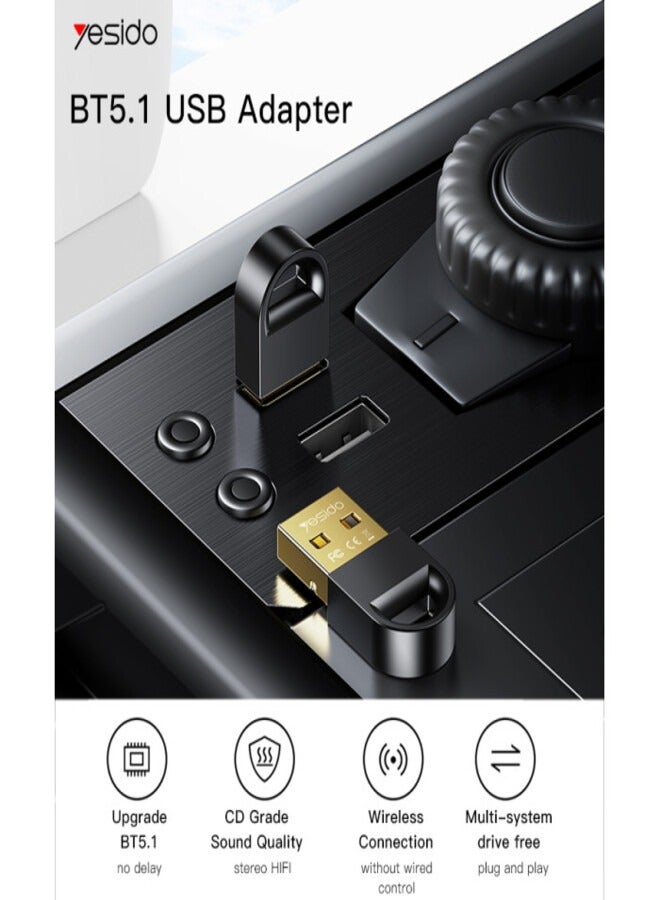 Yesido YAU34 Mini USB Bluetooth 5.1 Adapter for PC/Laptop