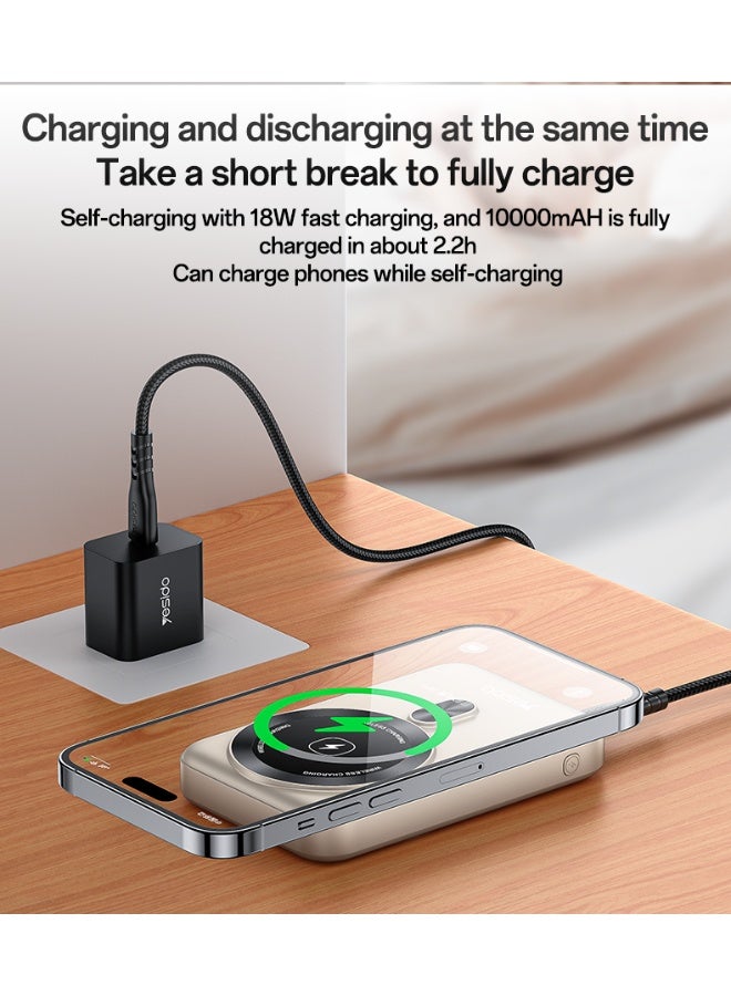 Yesido YP60 10000mAh Magnetic Wireless Power Bank with 360° Rotating Stand