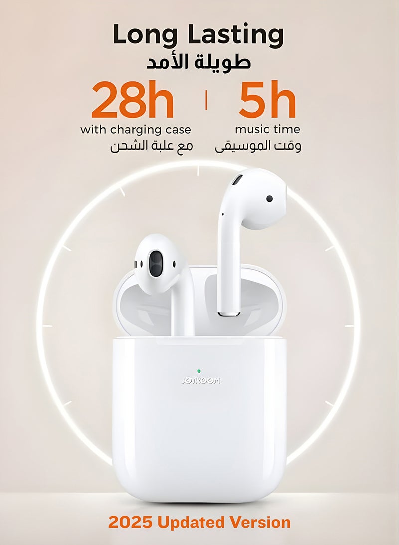 JR-T03S TWS Semi In-Ear Wireless Earbuds – White